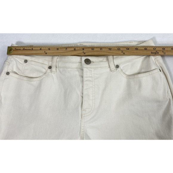 Talbots Slim Ankle Jeans Womens Size 14W Cream Straight Stretch Pockets - Picture 6 of 11